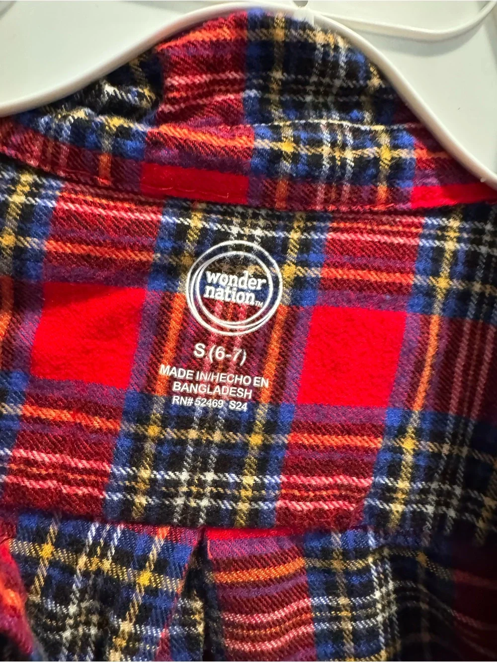 Boys/Kids Red Plaid Flannel Shirt Jacket - Wonder Nation 6/7 Back to School